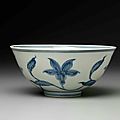 Bowl with blue-and-white decoration of flower scrolls Chinese, Ming dynasty, Da Ming Chenghua nian zhi mark and period, 1465–87. Porcelain with underglaze blue floral design, 6.9 cm (2 11/16 in.). Bequest of Charles Bain Hoyt—Charles Bain Hoyt Collection.