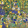 A monumental late safavid cuerda seca pottery tile panel, persia, 18th century
