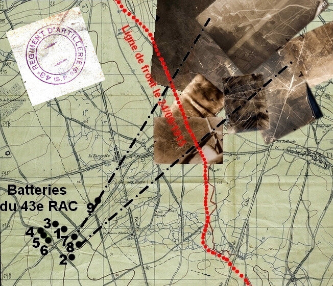 01 Zone de tir des 7e et 8e batteries du 43e RAC au 21 septembre 1915 et photographies aériennes