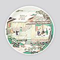 Chinese porcelain famille verte, wucai, large saucer dish, kangxi period, circa 1700