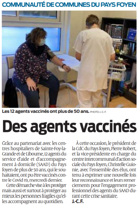 2021 02 17 SO CDC Pays Foyen des agents vaccinés