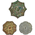 Three bronze lobed mirrors, Tang Dynasty (618-907)