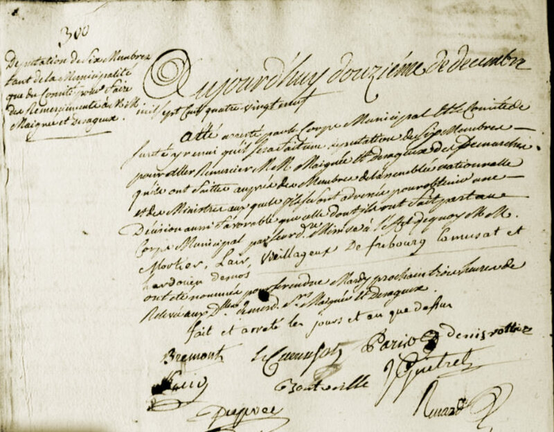 Le 12 décembre 1789 à Mamers : affaire Grou/Pélisson ( suite ).