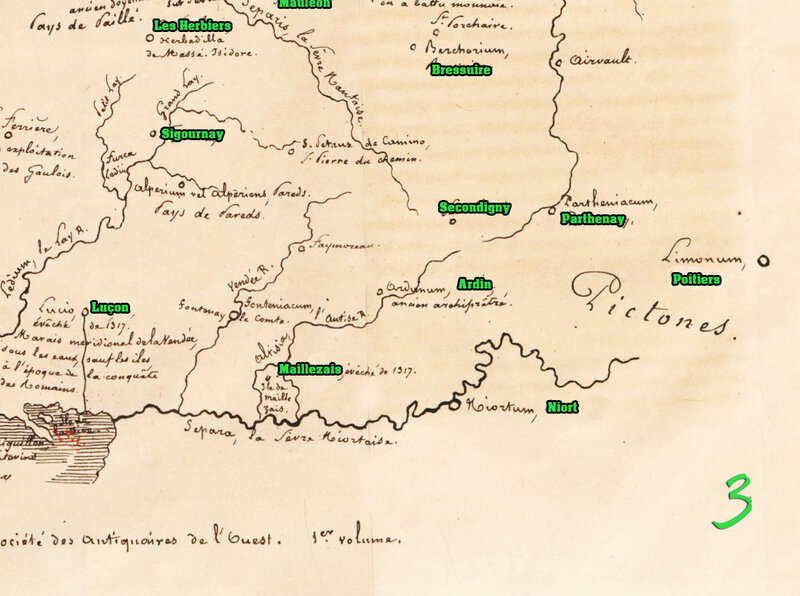 3 Carte Recherches sur les Peuples qui habitaient le nord de l’ancien Poitou sur la Loire et la Mer lors de la conquête des Romains et de l’introduction du Christianisme