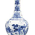 A blue and white bottle vase, circa 1640