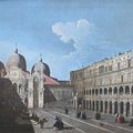 Attribué à giovanni antonio canal dit canaletto (1697 - 1768). vue de la petite cour du palais des doges. 