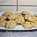 Cookies chocolat, pistache et beurre de cacahuète