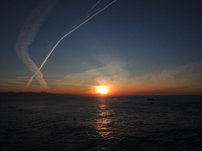 Biarritz, vue sur coucher de soleil sur Jaizkibel