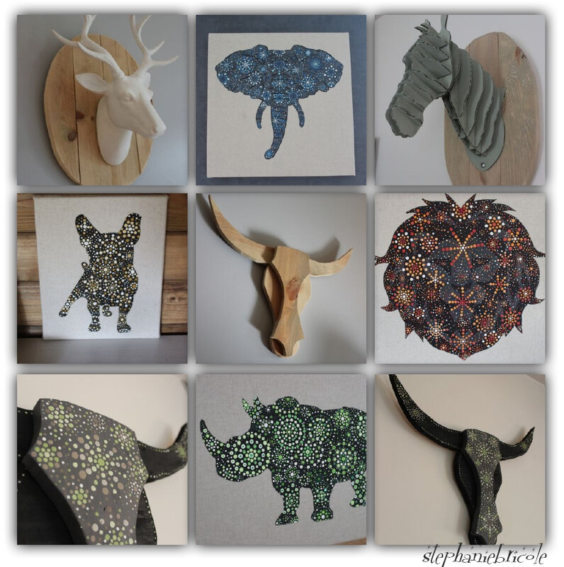 compo trophée tete animaux