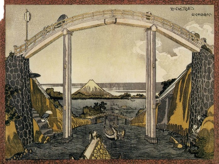 Katsushika-Hokusai 1805-1805 Mont Fuji sous le pont