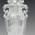 A very rare and unusual large archaistic 'imitation crystal' glass vase and cover, 18th century