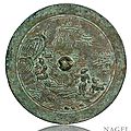 A good bronze mirror with persons and animal in a landscape, China, late Song (960-1279)
