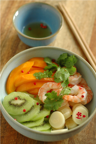 Salade mangue, kiwi, coeur de palmier, crevette_1