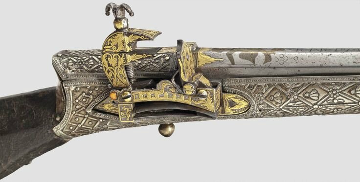 A Balkan Turkish silver-mounted deluxe miquelet-lock gun (Boilia), dated 1806