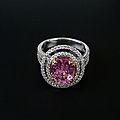 18k white and rose gold pink sapphire double halo ladies ring