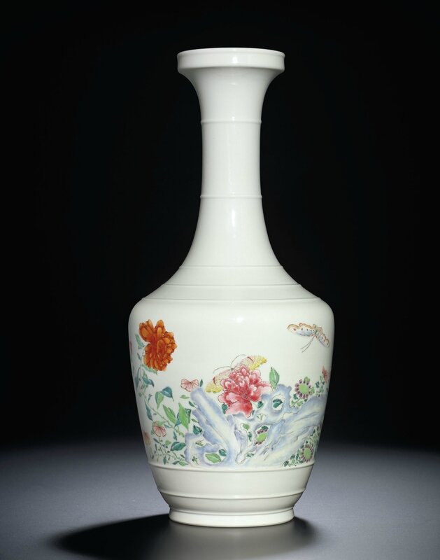 A very rare famille-rose 'Floral' vase, Yongzheng four-character mark and of the period (1723-1735)