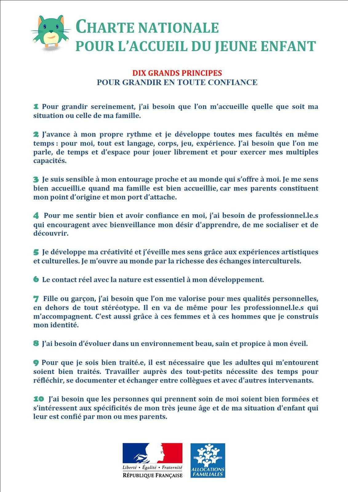 Charte Nationale pour l'accueil du jeune enfant - Les bout-chous d'Orgemont
