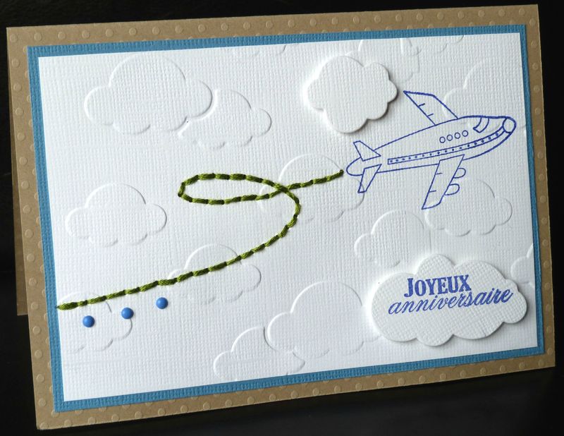 Des Nuages Un Avion De La Broderie Une Carte D Anniversaire Pour Garcon Les 2 Mains Gauches