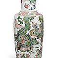 A famille-verte rouleau vase, kangxi period (1662-1722)