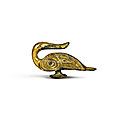 A gilt-bronze duck-shaped belt hook, late eastern zhou dynasty, warring states period