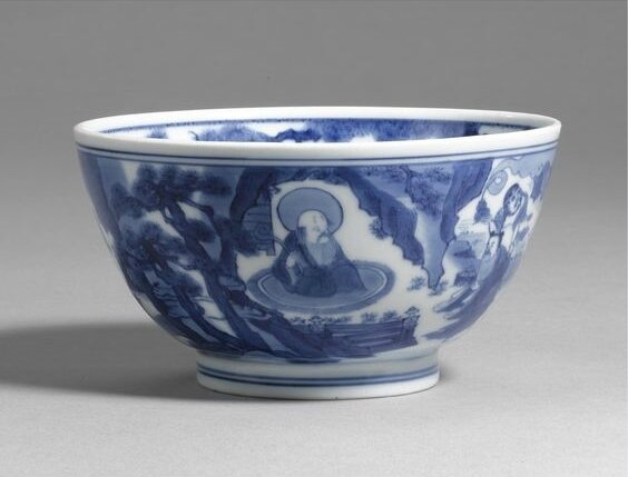 A fine blue and white 'Eight Immortals' bowl, Kangxi mark and period (1662-1722)