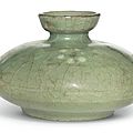 A korean slip-painted celadon oil jar, koryo dynasty, 12th century