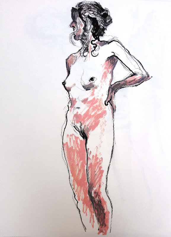 Alain Montoir Euzet nu aquarelle 40 x 30 (7)