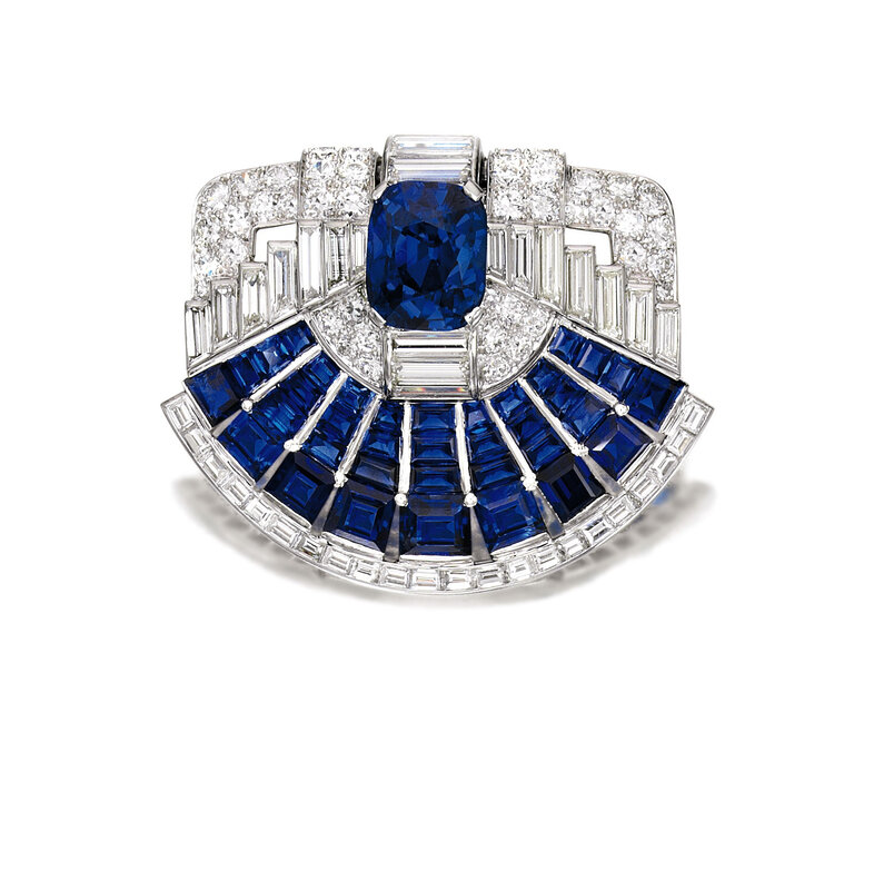 Sapphire and Diamond Brooch-clip, Cartier, 1937