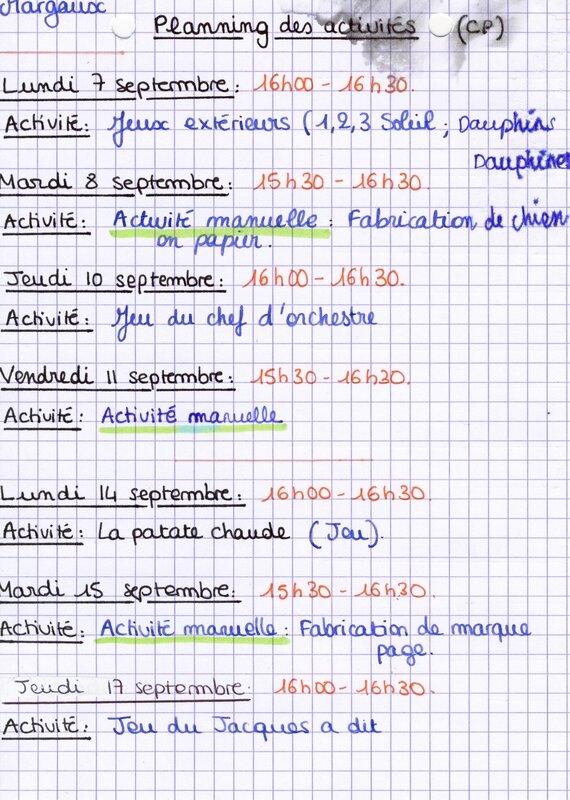 Les Tap Au Cp Programme Jusqu Aux Vacances De La Tousssaint Le Cahier Des Parents