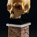 Memento mori en ivoire à patine ambrée et translucide. Travail européen, XVIIIe siècle