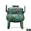 An archaic bronze ritual vessel, fangding, western zhou dynasty, 1046-771 b.c.