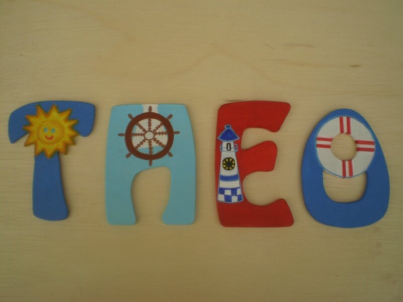 Lettres en bois (thème marin) 2 l'atelier déco de Lou