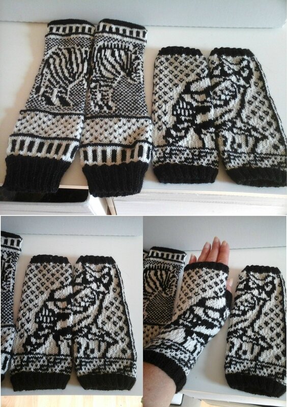 zebra owl mittens