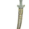 An exceptional dagger, turkey, 16th century, with mughal jade hilt, india, 17th-18th century