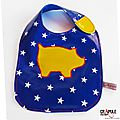 bavoir-scratch-toile ciree bleue etoile et cochon jaune 2600 600-