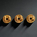 Three rare gold offering coins, northern song dynasty (ad 960-1127)