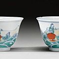 A pair of 'doucai' cups. qing dynasty, kangxi period 