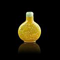 A yellow glass 'chilong' snuff bottle, 18th-19th century