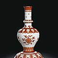 A fine iron-red stupa-shaped bottle vase, qing dynasty, qianlong period