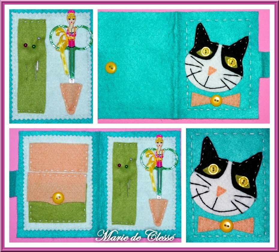 Pochette Pour Aiguilles Et Ciseaux En Feutrine Tete De Chat Loisirs Et Creas De Marie Et Joel