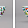 A fine and superbly enamelled pair of doucai 'floral' bowls, marks and period of yongzheng (1723-1735)