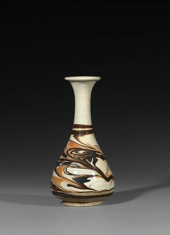 A yuhuchun ping vase with ‘marbled’ glaze, Jin Dynasty (A