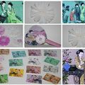 Eventail , fleurs et magnets pour le japon ....