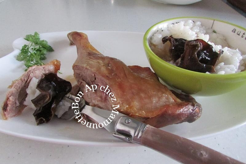 Cuisses de canard sirop d'érable, riz carnaroli champignons noirs 015-