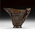 An archaistic rhinoceros horn libation cup, 17th century