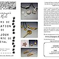 Nouveauté lorient: cours bijoux en pâtes à métaux
