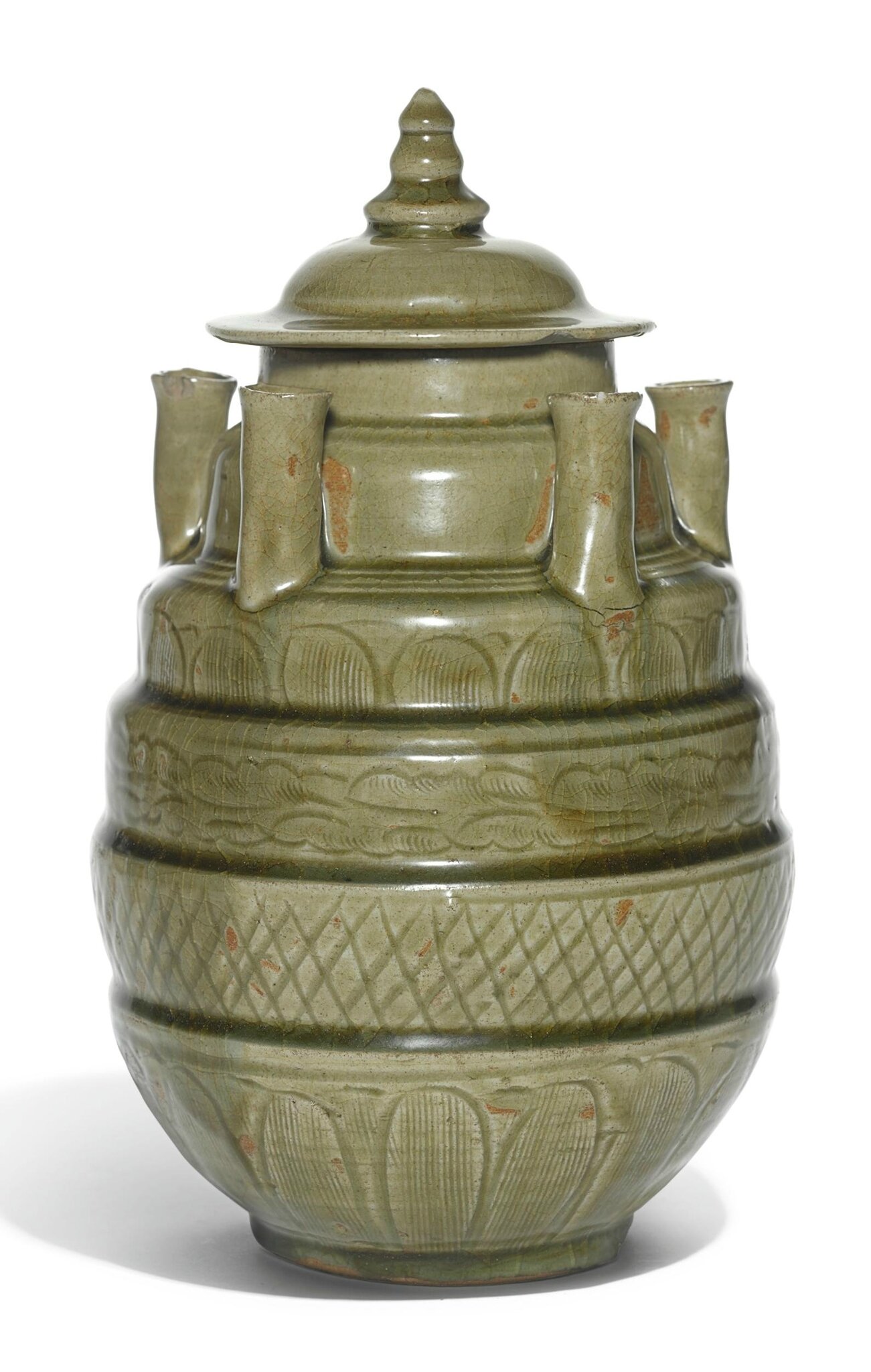 A 'Longquan' celadon funerary jar, Five dynasties (907-959)