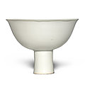 A white-glazed stem bowl, ming dynasty, 15th century