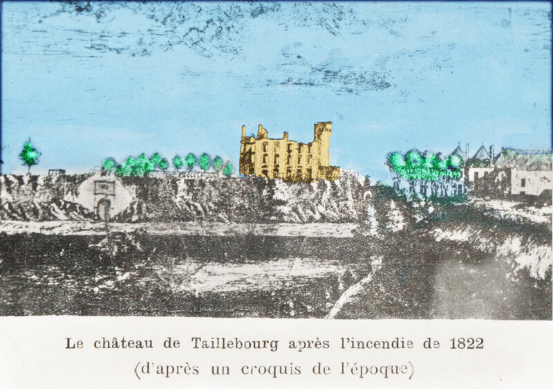 le château de Taillebourg après l'incendie de 1822