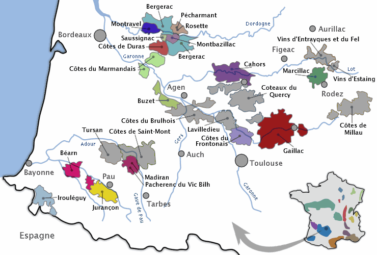 carte sud ouest
